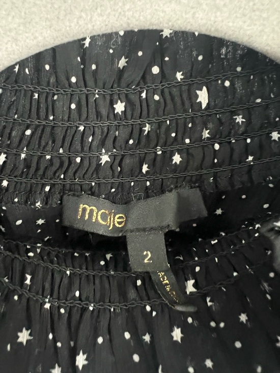 Maje Black Star-Print Ruffle-Neck Blouse - Picture 8 of 11